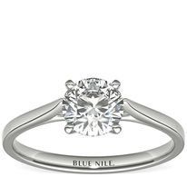 Petite Cathedral Solitaire Engagement Ring in 14k White Gold
